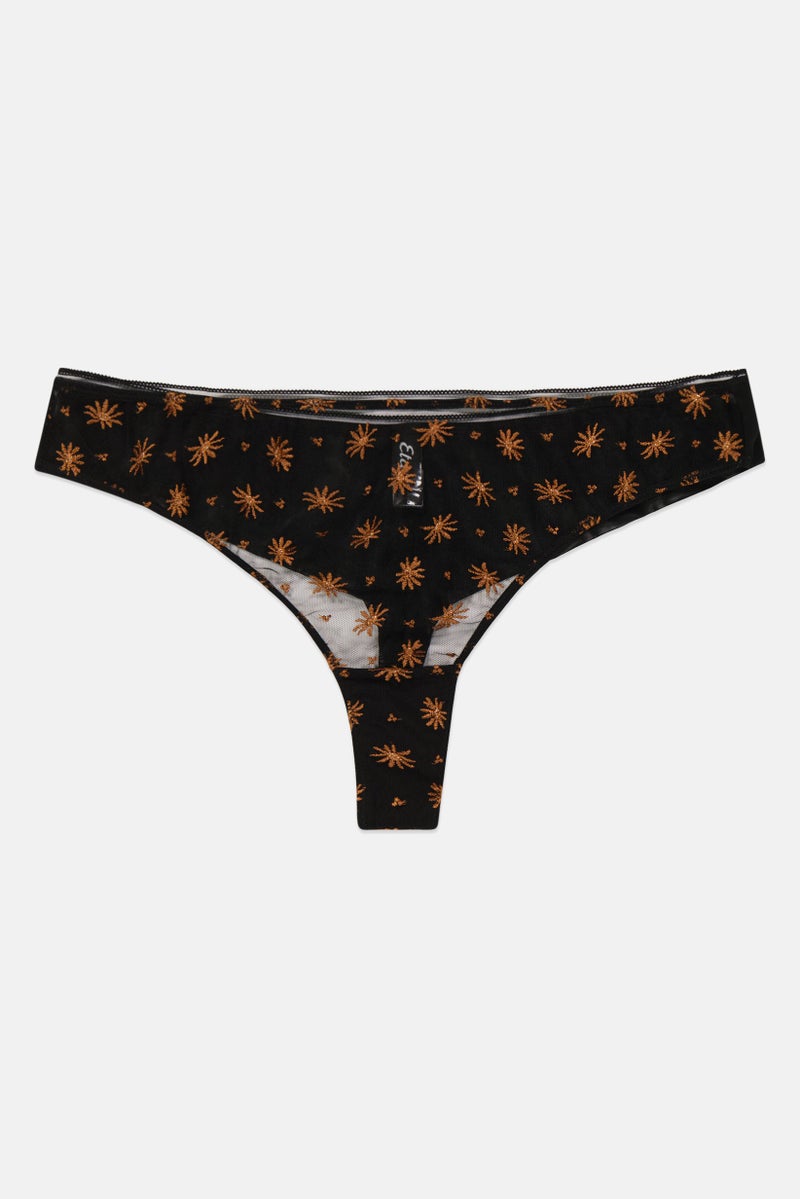 Etam Women Pull On Lace Tanga Panty, Black - Image 1