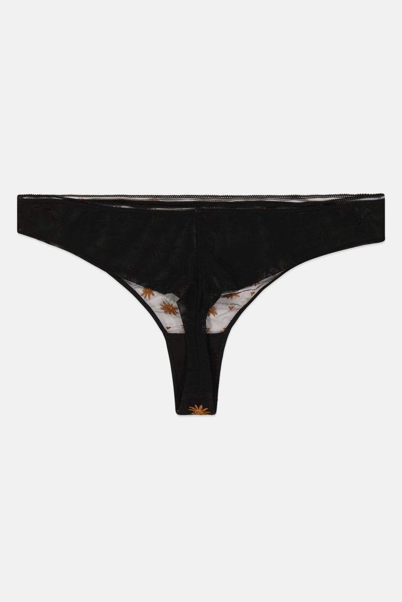 Etam Women Pull On Lace Tanga Panty, Black - Image 2