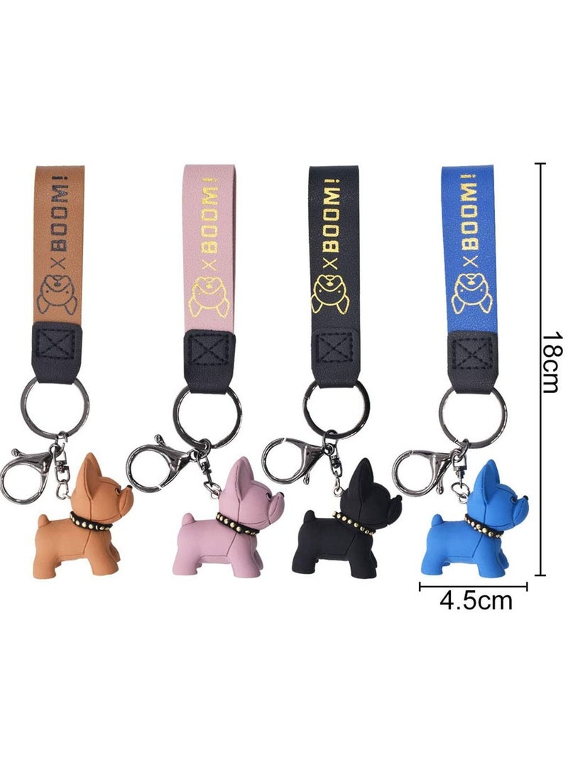 Y&D Keychain 4 pcs Cute Creative Bulldog Key Chain Cartoon Dog Keyring Puppy Pendant Car Chain Exquisite Small Gift for Valentine's or Birthday(Multiple Colour)  - Image 4