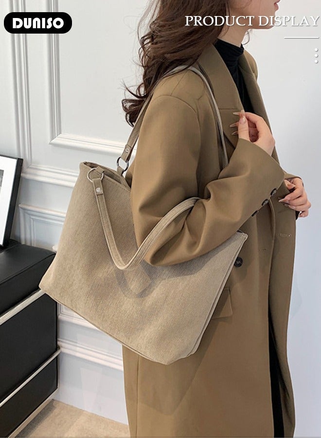 DUNISO Women's Shoulder Tote Bag Faux Leather Flap Design Handbag for Women Large Capacity Bucket Bag Fashionable Travel Messenger Shoulder Bag for Ladies Girls College Students  - Image 3