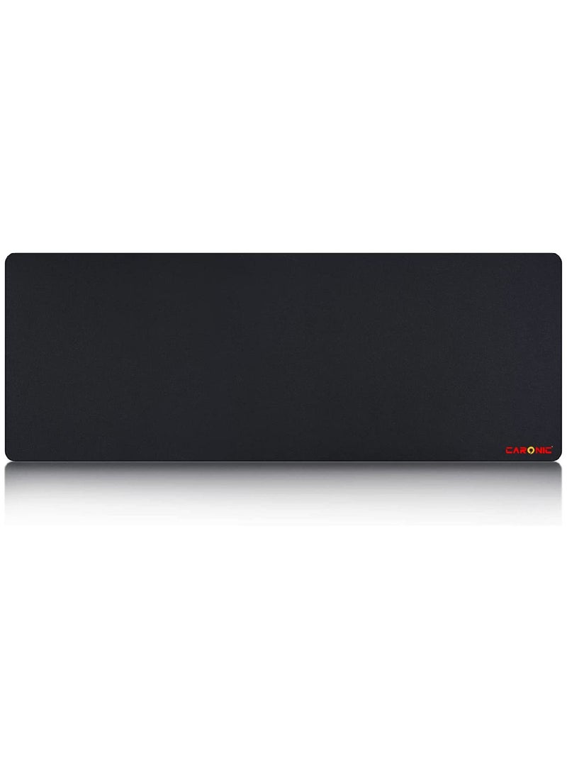 CARONIC - Large Gaming Mouse Pad with Superior Micro Weave Cloth Extended Desk Mousepad with Stitched Edges Non-Slip Base Water Resist Keyboard Pad For Gamer And Office Home Black - Image 1