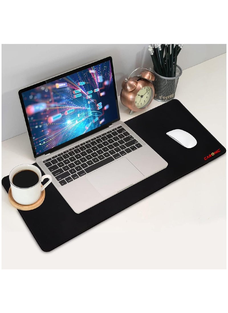 CARONIC - Large Gaming Mouse Pad with Superior Micro Weave Cloth Extended Desk Mousepad with Stitched Edges Non-Slip Base Water Resist Keyboard Pad For Gamer And Office Home Black - Image 1