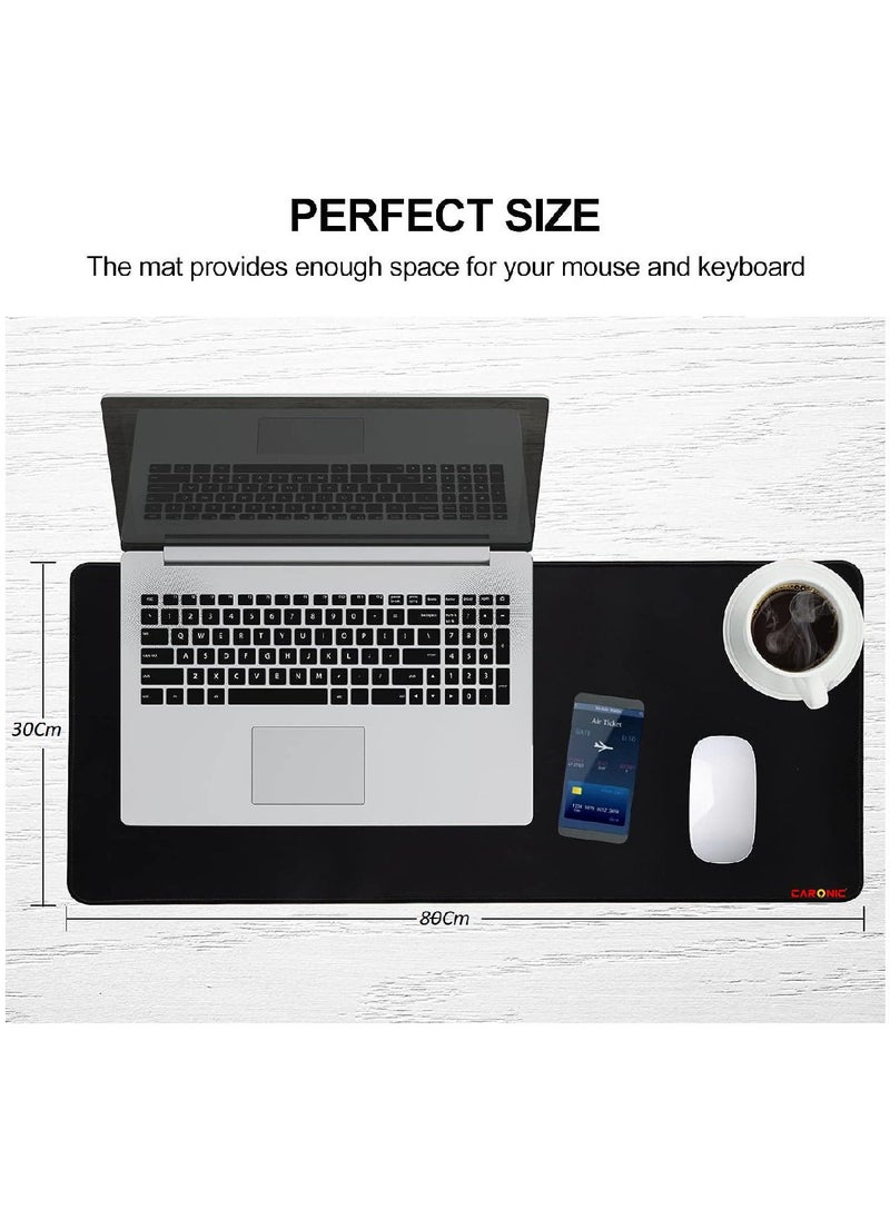 CARONIC - Large Gaming Mouse Pad with Superior Micro Weave Cloth Extended Desk Mousepad with Stitched Edges Non-Slip Base Water Resist Keyboard Pad For Gamer And Office Home Black - Image 1