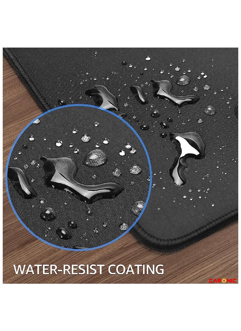 CARONIC - Large Gaming Mouse Pad with Superior Micro Weave Cloth Extended Desk Mousepad with Stitched Edges Non-Slip Base Water Resist Keyboard Pad For Gamer And Office Home Black - Image 1