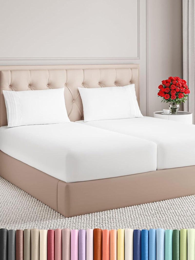 CGK Unlimited Split King Size 5 Piece Sheet Set  Comfy Breathable  Cooling Bed Sheets Set  Hotel Luxury Bedding for Women Men Kids  Teens  Deep Pockets EasyFit Super Soft  Wrinkle Free  OekoTex  White