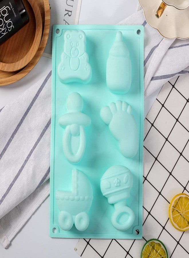DD-life 4 Pcs Baby Shower Party Silicone Mold,Bear Pacifier Little Feet Feeding Bottle Baby Carriage Silicone Fondant Mold for Chocolate,Soap,Sugar,Polymer Clay(1Purple,1Pink,1Green,1Blue) - Image 5