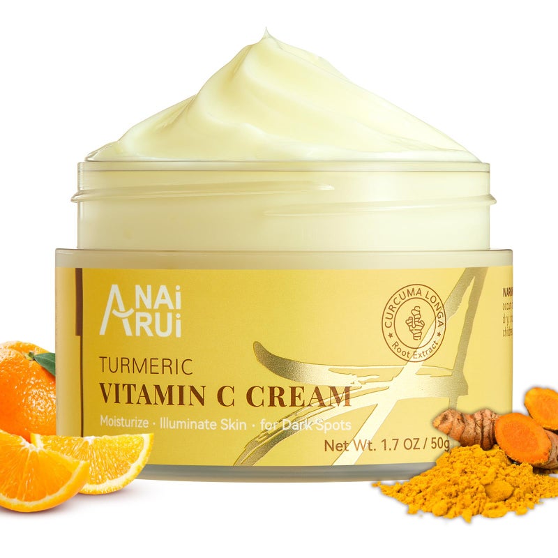 ANAI RUI Vitamin C Face Moisturizer with Turmeric, Anti-Aging Facial Cream for Dull, Dry Skin, Reduces Wrinkles, Evens Skin Tone, Hydrating & Nourishing, 1.7 OZ - Image 1