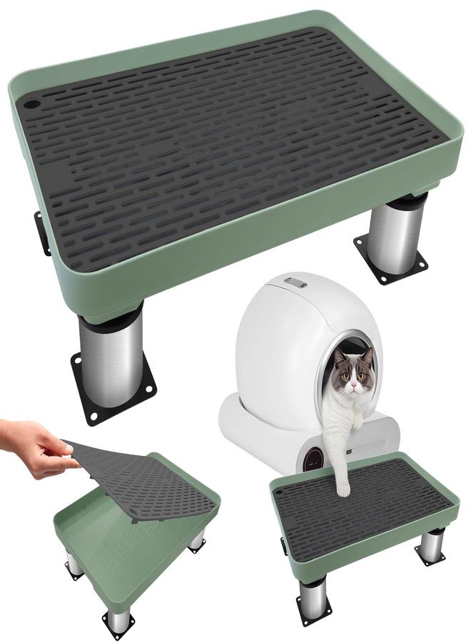 Catcan Adjustable Cat Ramp for Litter Box, Catcan Detachable Elevated Litter Box Steps with Sand Filter Function Non-Slip Tray for Small & Elderly Cats(14.7”x10”x2”) - Image 1