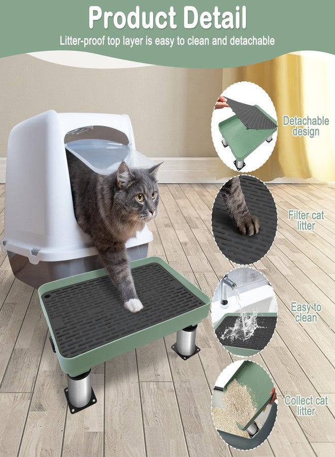 Catcan Adjustable Cat Ramp for Litter Box, Catcan Detachable Elevated Litter Box Steps with Sand Filter Function Non-Slip Tray for Small & Elderly Cats(14.7”x10”x2”) - Image 3