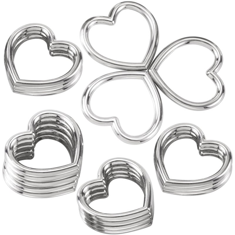 CustomyLife 20pcs Heart Shape Craft Ring Buckles, Hollow Metal Linking Rings for Valentines DIY Gothic Punk Leather Choker Necklace Anklet Bracelet Belts Bags Shoes-Silver - Image 1