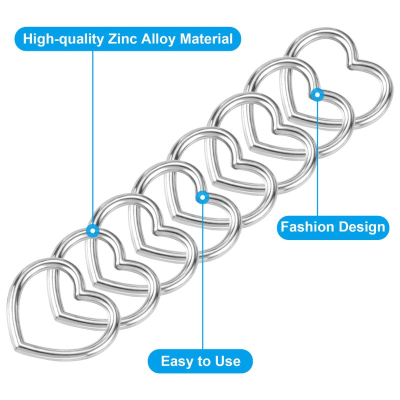 CustomyLife 20pcs Heart Shape Craft Ring Buckles, Hollow Metal Linking Rings for Valentines DIY Gothic Punk Leather Choker Necklace Anklet Bracelet Belts Bags Shoes-Silver - Image 4