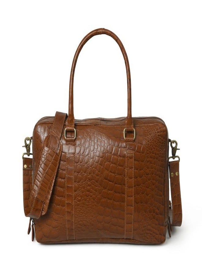 MaheTri Easton Premium Buffalo Leather Laptop Office Briefcase | Genuine Leather, Padded Laptop Compartment & Multi-Pocket Organisation | Adjustable Shoulder Strap & Brass-Tone Hardware - Image 1