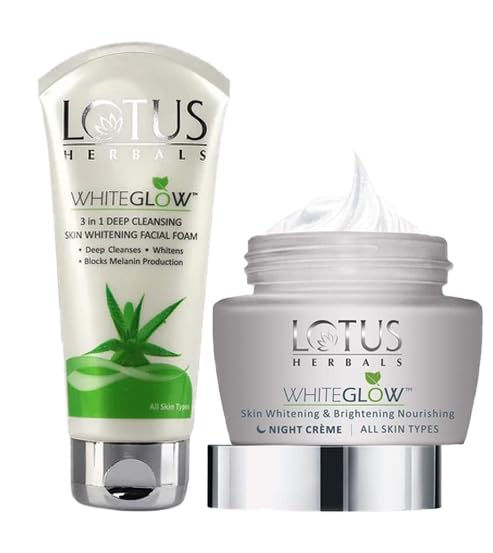 LOTUS HERBALS Lotus Herbals Whiteglow Facial Foam 100gm Night Cream 60gm Set of 2 - Image 1