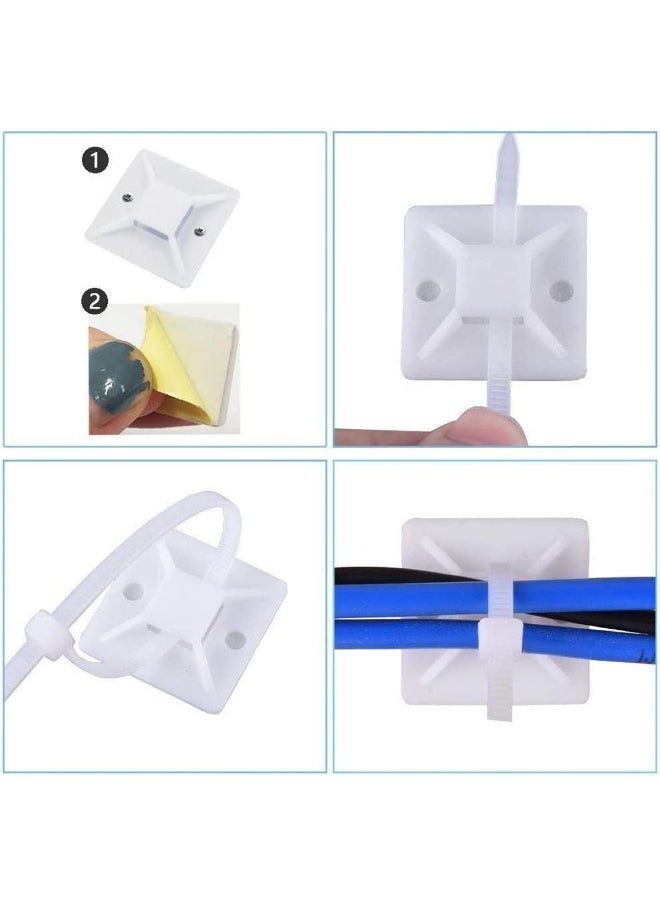 Royal Apex Premium Zip Tie Adhesive-Backed Mounts Professional Grade White Cable Tie Bases 50 19X19 Mm  - Image 3