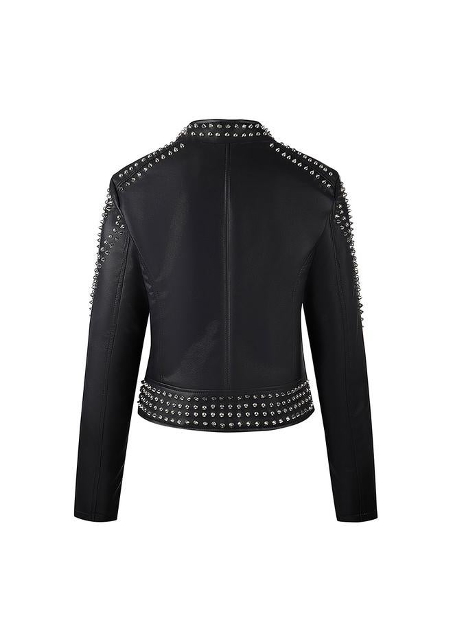 تايك تو جاكيت بايكر قصير مزين بالمسامير - Image 2