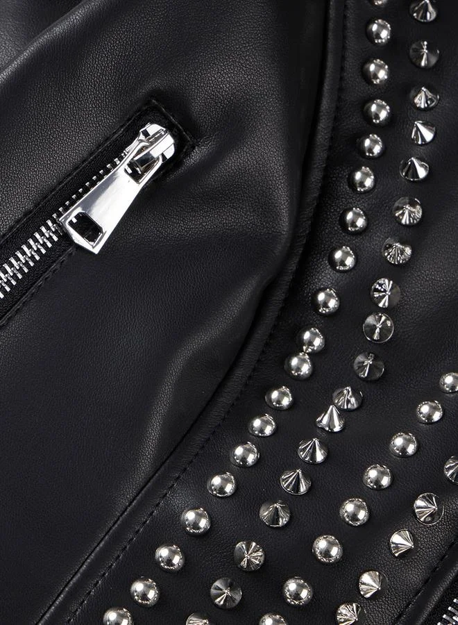 تايك تو جاكيت بايكر قصير مزين بالمسامير