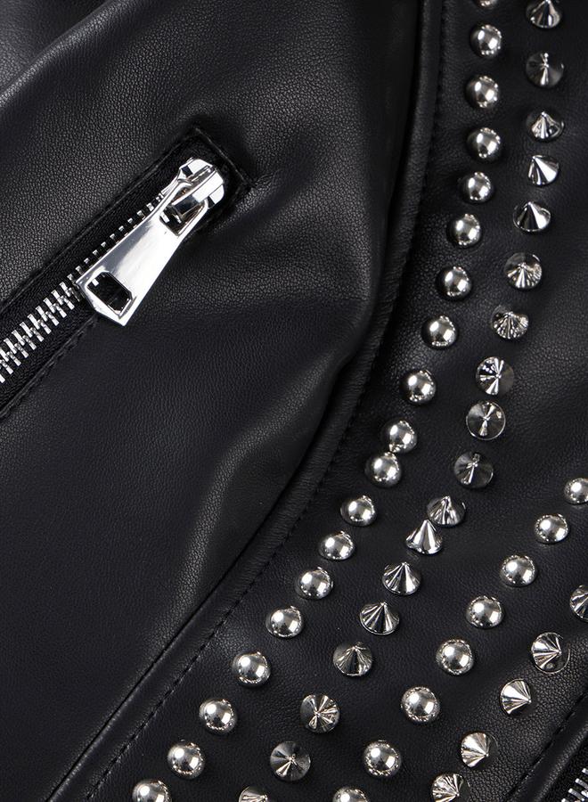 تايك تو جاكيت بايكر قصير مزين بالمسامير - Image 5