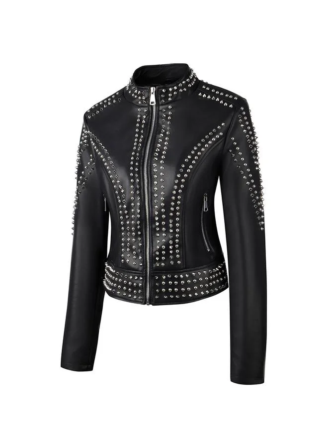 تايك تو جاكيت بايكر قصير مزين بالمسامير