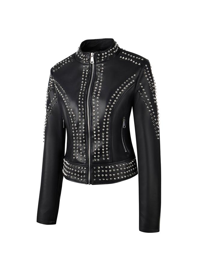 تايك تو جاكيت بايكر قصير مزين بالمسامير - Image 3