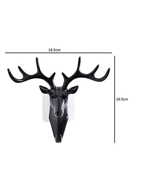 KPNG KPNG Creative Home Living Room Bedroom Decoration Animal Head Deer Black Resin Wall Mounted Cute Hook Jewelry Key Scarf Bag Hanger Robes Coat Rack Pack of1 Black  - Image 3