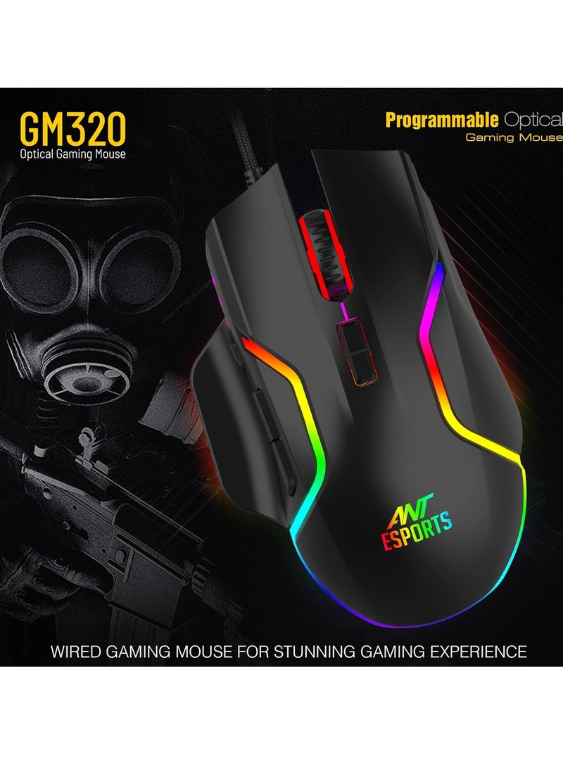 GM320 RGB Optical Wired Gaming Mouse | Ambidextrous Design | 8 Programmable Buttons | Adjustable DPI up to 12800 | RGB Lighting | Rapid-Fire Button - pzsku/Z10FCD1BB4353F15F69E5Z/45/_/1735795661/c66b00b4-888f-48f6-aff5-3472e8190bf5