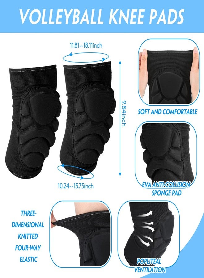 Vabean 8 Pcs Volleyball Accessories, Volleyball Arm Sleeves Volleyball Knee Pads Sport Hair Scrunchies Sweat Band Drawstring Bag Cosmetic Bag Volleyball Wrist Guard Knee Brace (Black,Medium) - Image 3