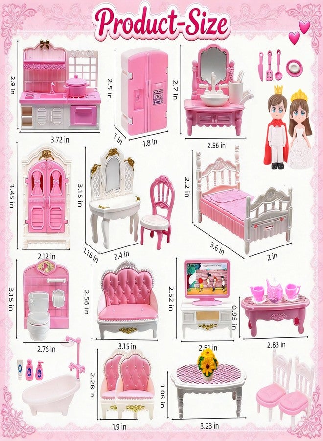 VEMBAP 52 Pcs Dollhouse Furniture, Doll House Accessories and Furniture, Kitchen, Bedroom, Living Room, Bathroom Accessories, Miniature Dollhouse Accessories - Image 2