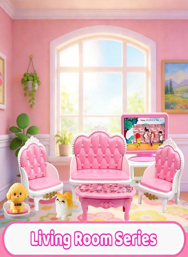 VEMBAP 52 Pcs Dollhouse Furniture, Doll House Accessories and Furniture, Kitchen, Bedroom, Living Room, Bathroom Accessories, Miniature Dollhouse Accessories - Image 5