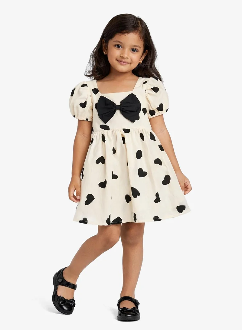 Pinata Heart Printed Bow Dress