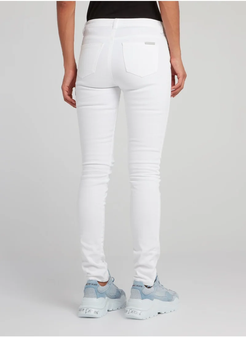 فيليب بلين White Distressed Slim Fit Jeans