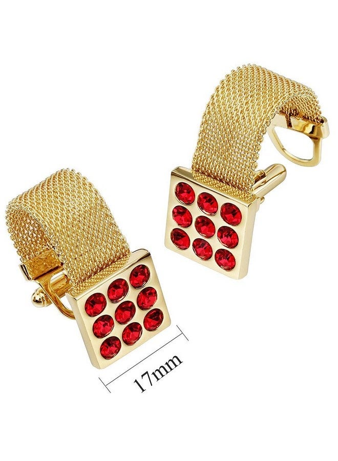 هاوسن أزرار أكمام للرجال مع سلسلة - إكسسوارات قميص من الحجر والذهب اللامع - هدايا حفلات للشباب (كريستال) - Image 5