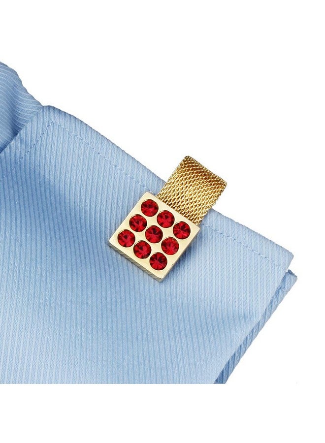 هاوسن أزرار أكمام للرجال مع سلسلة - إكسسوارات قميص من الحجر والذهب اللامع - هدايا حفلات للشباب (كريستال) - Image 2