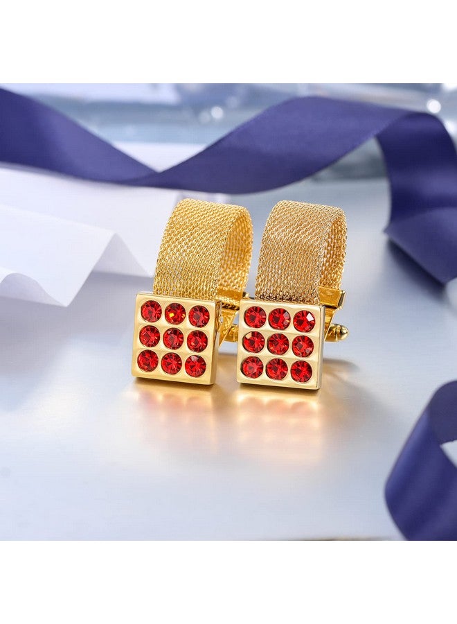 هاوسن أزرار أكمام للرجال مع سلسلة - إكسسوارات قميص من الحجر والذهب اللامع - هدايا حفلات للشباب (كريستال) - Image 3