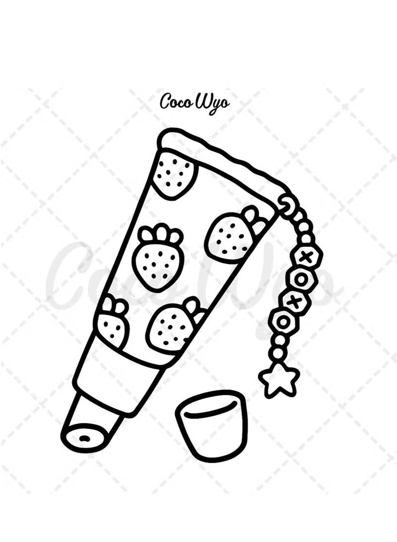 Glow Cosmetics: Coloring Book for Adults and Kids, Bold and Easy, Simple and Big Designs for Relaxation Featuring Cosmetic Items, Makeup, and Skincare Products (Bold  Easy Coloring) - Image 3
