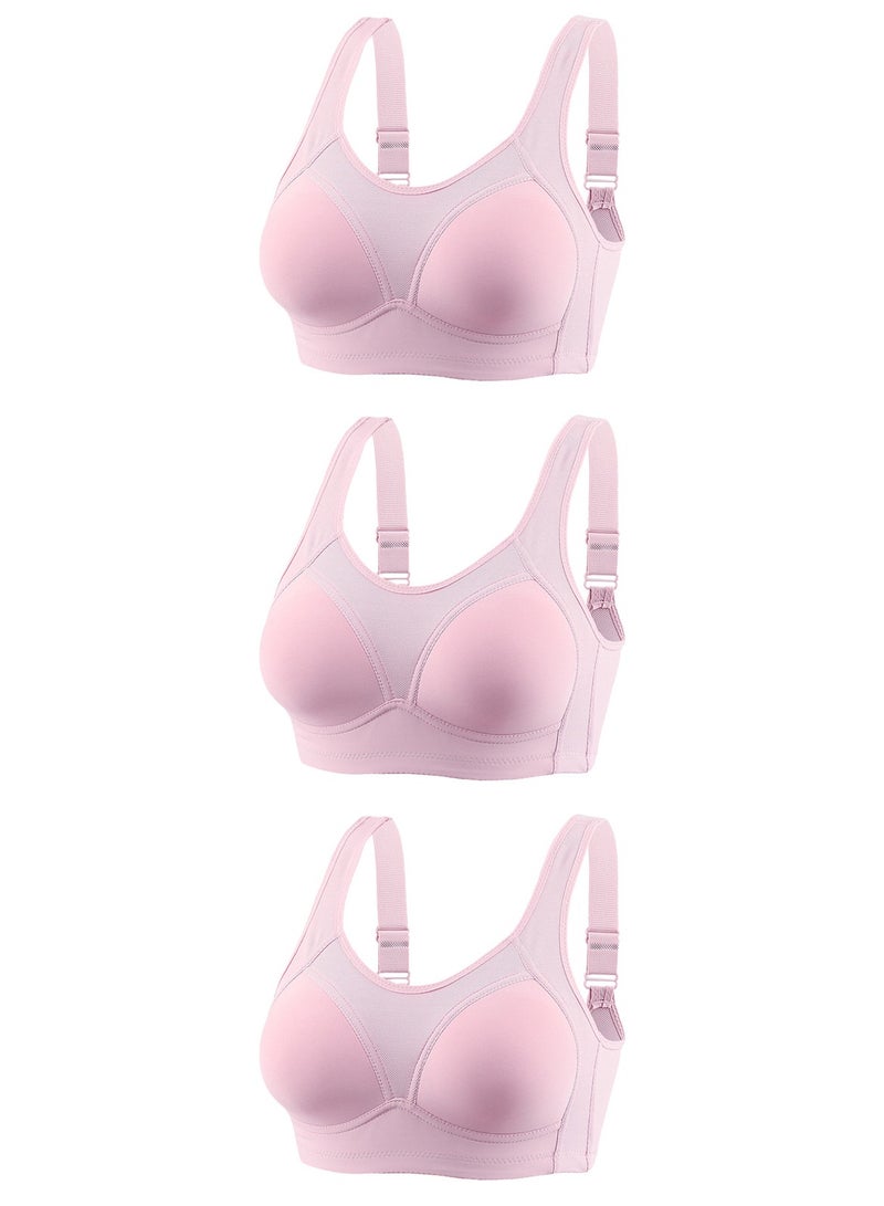 Women's Large Size Wire-Free C Cup Bra 3-Piece Set - Image 1