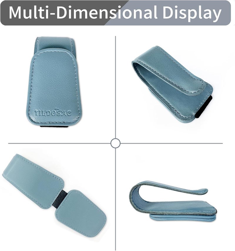 TILDOSAC 2 Pack Sunglasses Holder for Car Visor, Leather Magnetic Sunglass Holder for Car with Clip (Blue+Pink) - Image 3