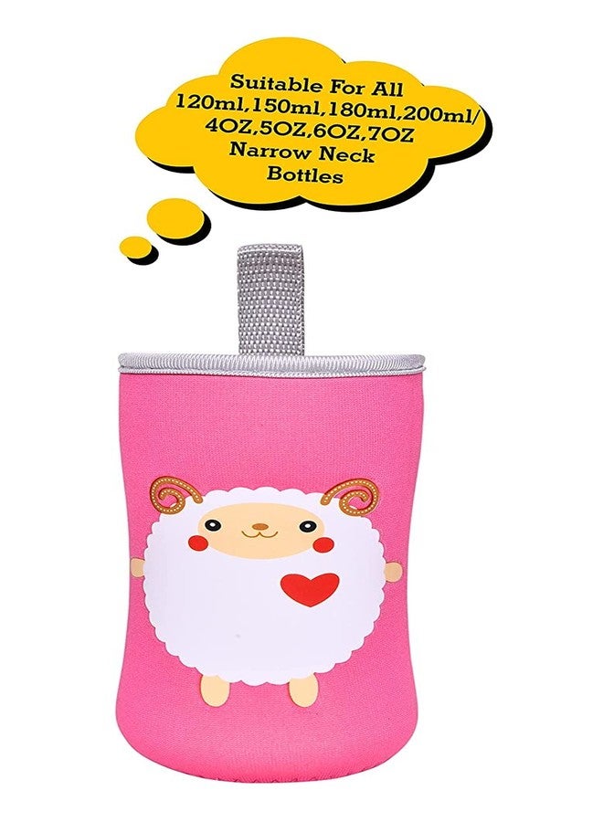 Aplam Chaplam Cute Animated Patterned Soft Stretchable Baby Feeding Bottle Cover with Easy to Hold Strap for 120ml, 150ml, 240ml (Pack of 3- Multicolor3) - Image 4