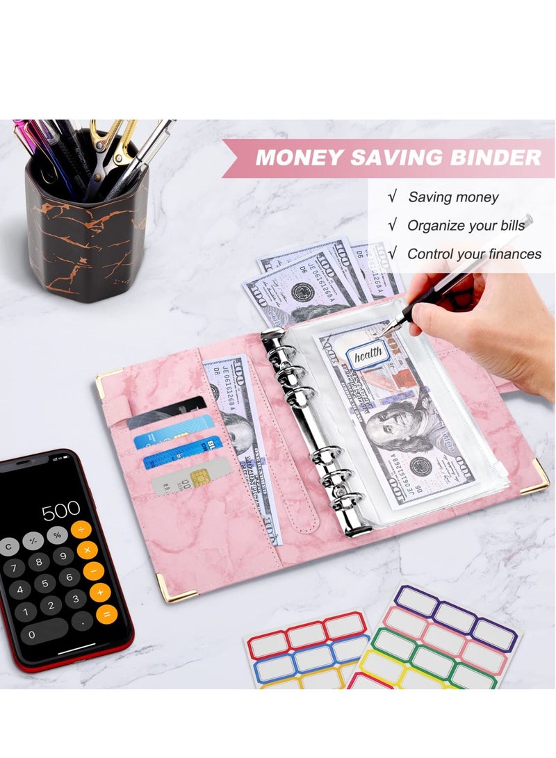 SYOSI Budget Binder, Budget Binder with Zipper Envelopes, Cash Envelopes for Budgeting, Money Organizer for Cash, 14Pcs Budget Planner with Cash Envelopes Pink  - Image 5