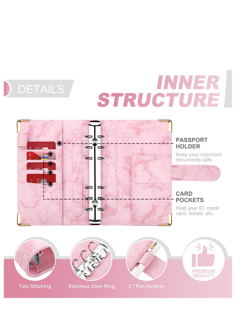 SYOSI Budget Binder, Budget Binder with Zipper Envelopes, Cash Envelopes for Budgeting, Money Organizer for Cash, 14Pcs Budget Planner with Cash Envelopes Pink  - Image 3