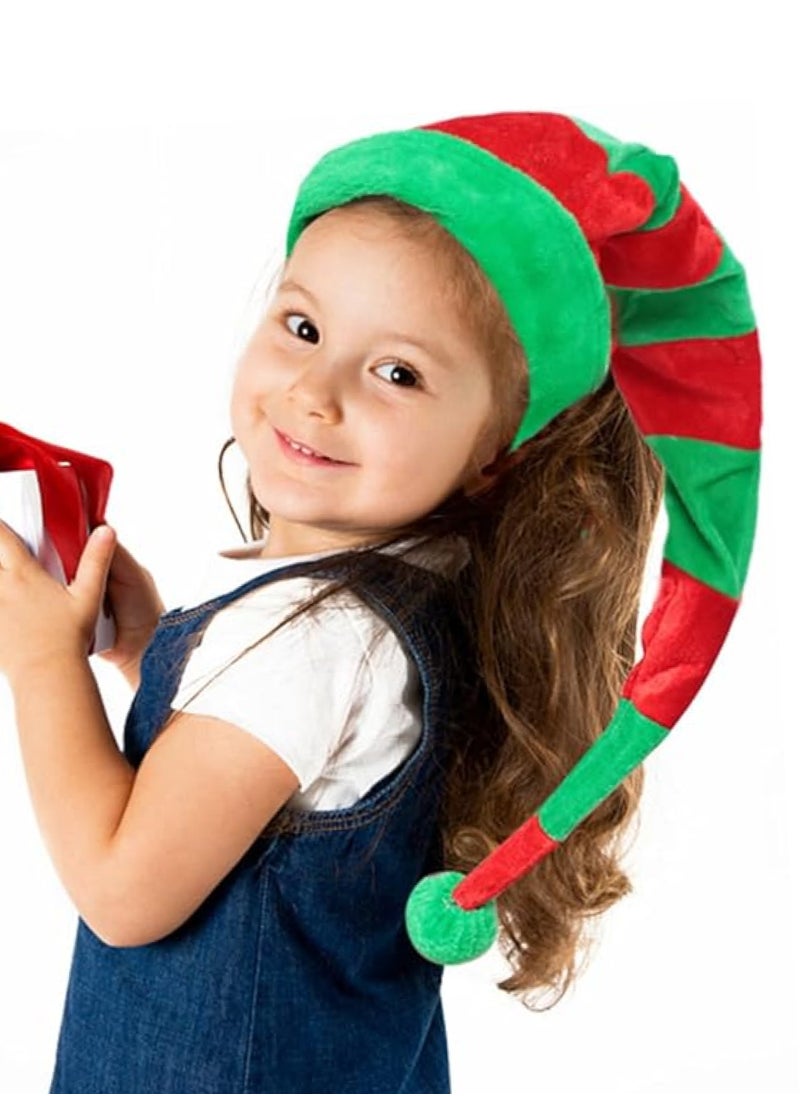 ZAFAA HOME Striped Elf Hat – Red and Green Elf Hat with Jingle Bell, Lightweight 96.5x30cm Festive Hat for Christmas Parties and Costumes  - Image 2