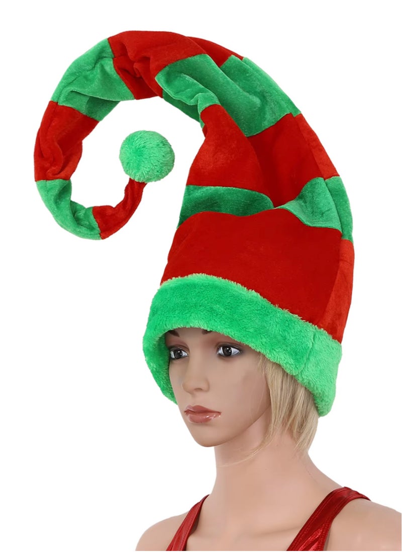 ZAFAA HOME Striped Elf Hat – Red and Green Elf Hat with Jingle Bell, Lightweight 96.5x30cm Festive Hat for Christmas Parties and Costumes  - Image 5