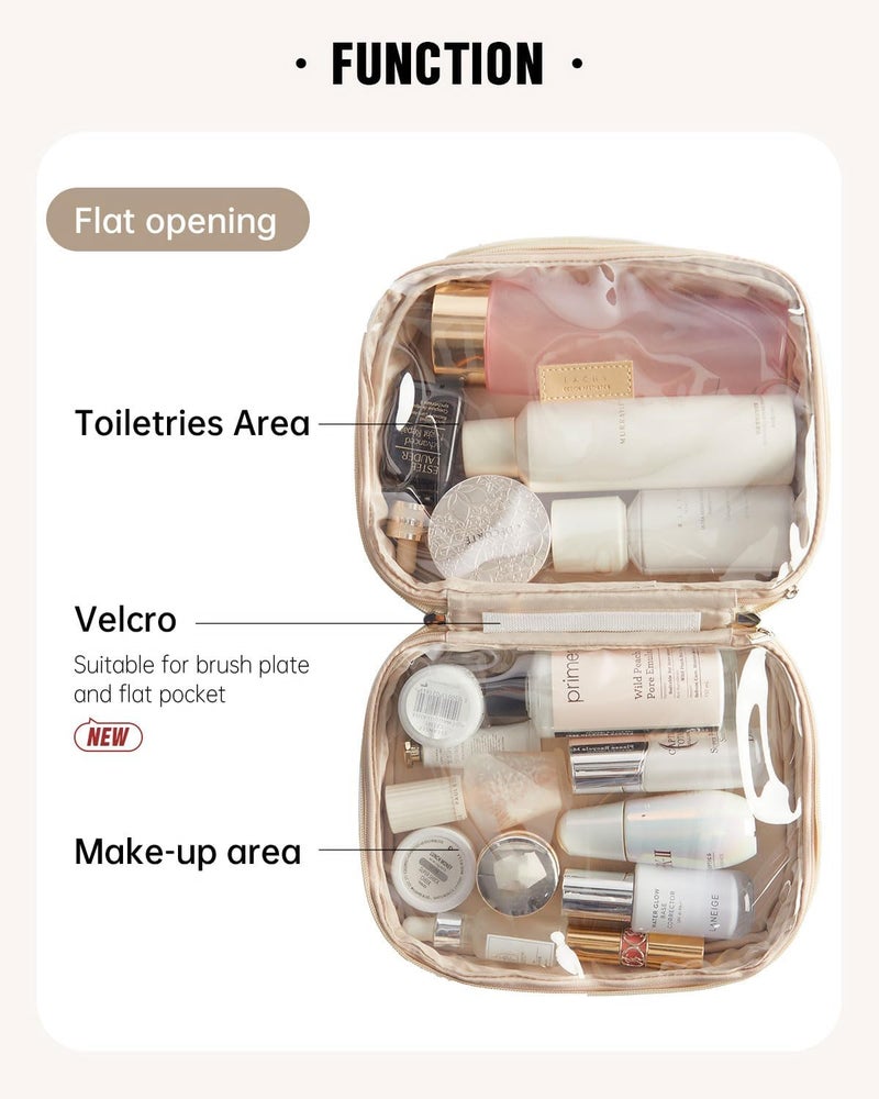 EACHY Travel Makeup Bag,Large Capacity Cosmetic Bags for Women,Waterproof Portable Pouch Open Flat Toiletry Bag Pattern Makeup Bag - Image 2
