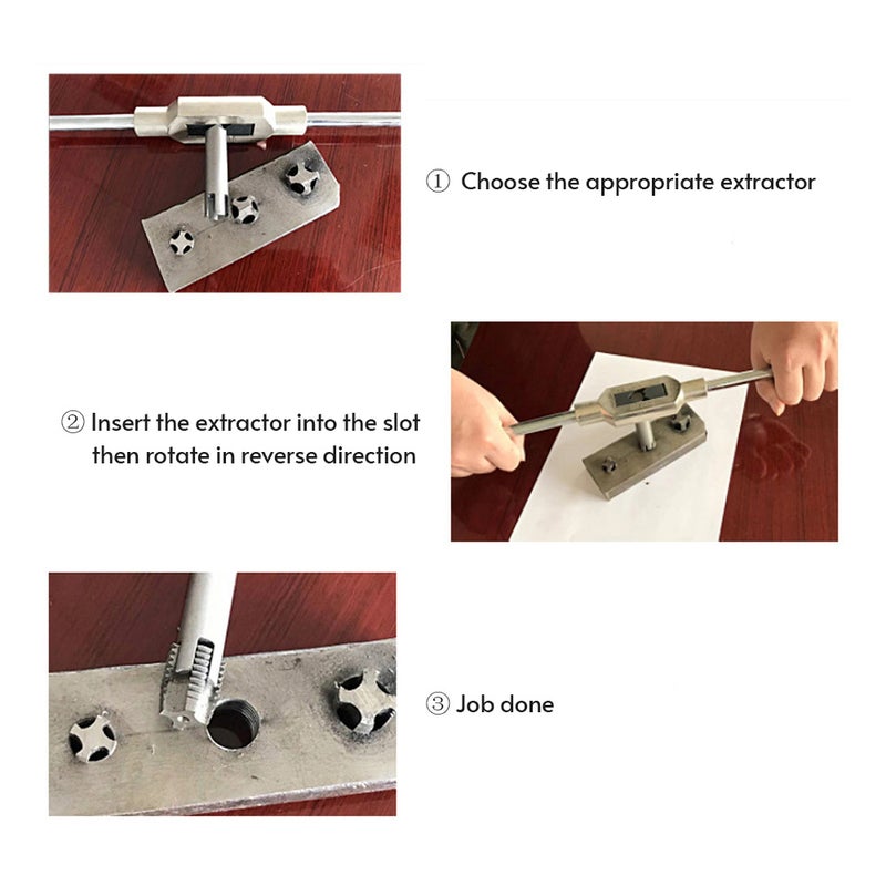 9 Pcs Tap Extractor 3/ 4 Flute Broken Head Screw Remover Stripped Screw Tap Extractor Set - Image 5