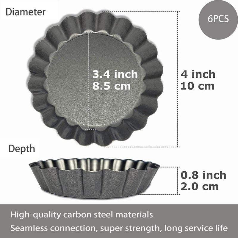 Xstronq Tart Pans 4 Inch with Removable Bottom Fluted Pie Tart Pans, Round Non-Stick Pan Quiche Pan, for Baking Pizza Mousse Cakes, Christmas Dessert - Image 2