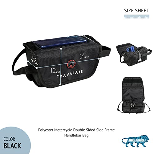 TRAVALATE Polyester Pouch-Bag For Bikes Mobilemate | Bike Mobile Holder| New 3-In-1 Design | Black - Image 4