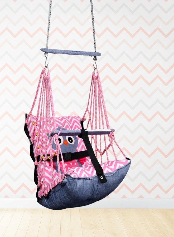 Windson Craft® Cotton Baby Swing for 1-5 Year Olds - Indoor & Outdoor Hammock Chair with Safety Belt and Cushions - Comfortable Hanging Baby Seat for Toddlers & Kids (New Ullu) - Image 1