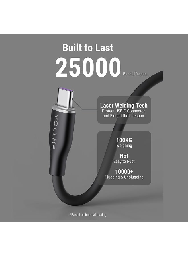 فولتمي سلك شاحن فولتمي سلسلة موس من USB-C إلى USB-C بطول 1.8 م وبقوة 100 واط - أسود - Image 5