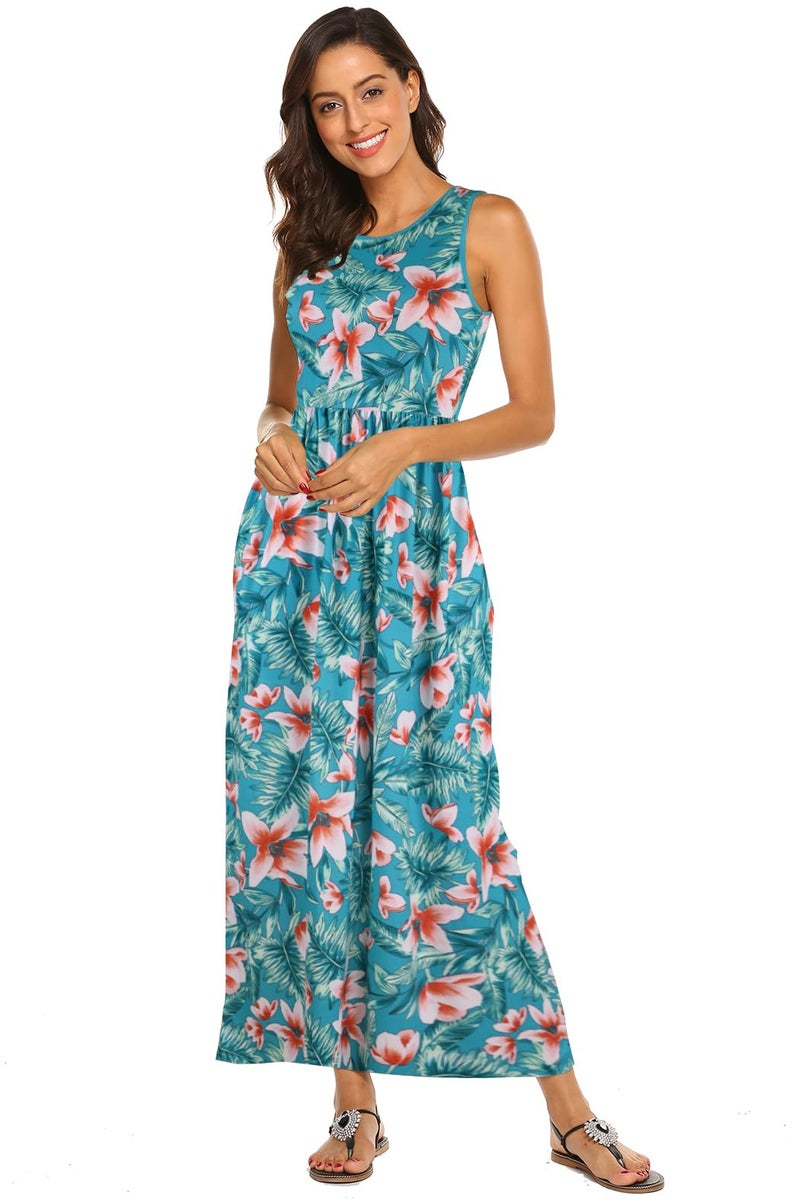 Hount Summer Maxi Dresses for Women 2026 Casual Soft Short Sleeve Vacition Hawaiian Sun Dresses - Image 5