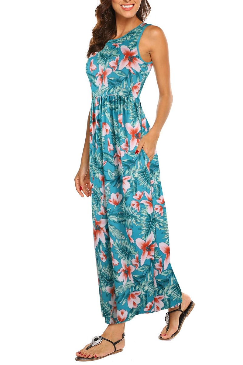 Hount Summer Maxi Dresses for Women 2026 Casual Soft Short Sleeve Vacition Hawaiian Sun Dresses - Image 1
