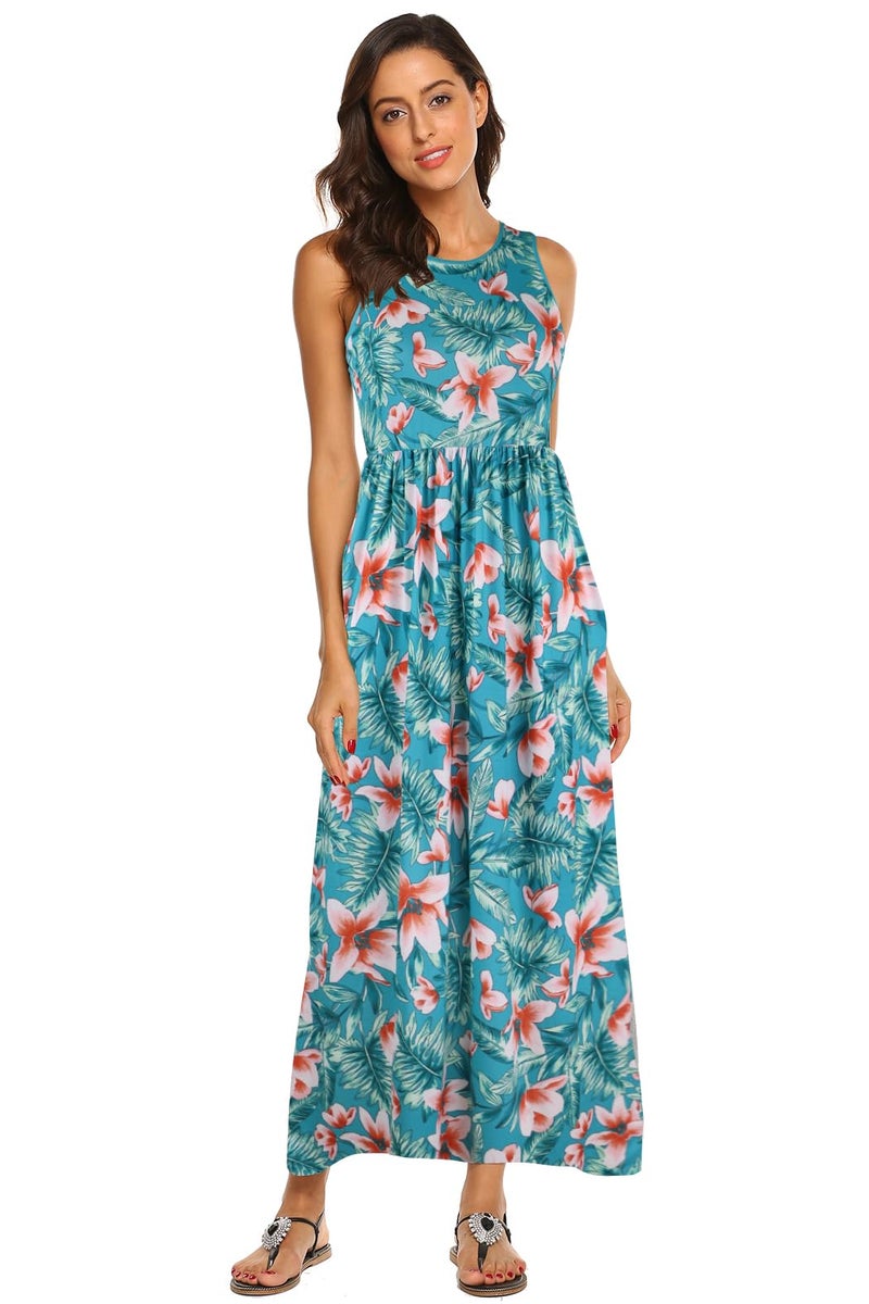 Hount Summer Maxi Dresses for Women 2026 Casual Soft Short Sleeve Vacition Hawaiian Sun Dresses - Image 4